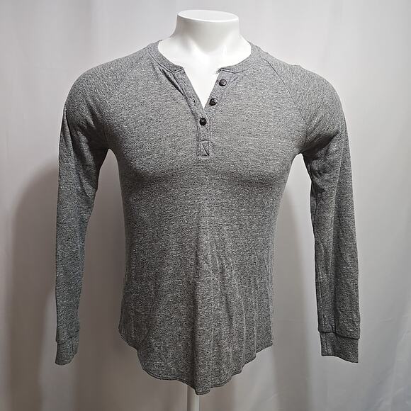 Marine Layer Henley Shirt Mens Size Small Long Sleeve Heathered Gray Made in USA - Picture 1 of 9